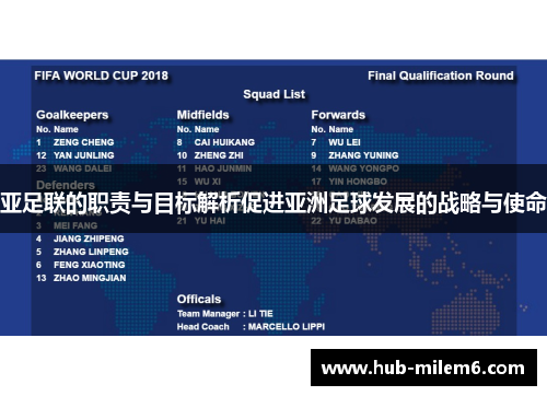 亚足联的职责与目标解析促进亚洲足球发展的战略与使命