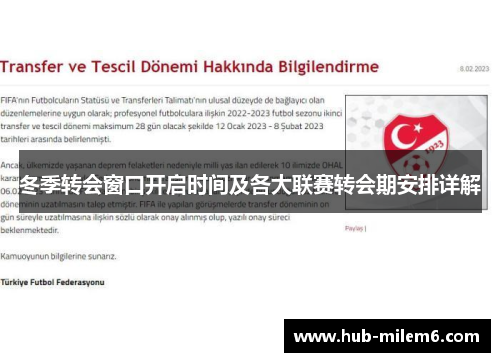 冬季转会窗口开启时间及各大联赛转会期安排详解